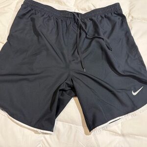 Nike men’s XL Black white piping swim Shorts trunks no lining tie waistband